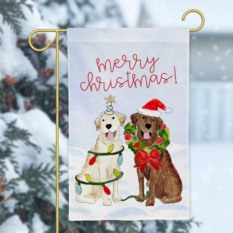Festive Christmas Mix and Match Pet Garden Flag | Personalized Pet Yard Flag, Goldendoodle, Golden Retriever, Lab, GSP, Spaniel, Cat