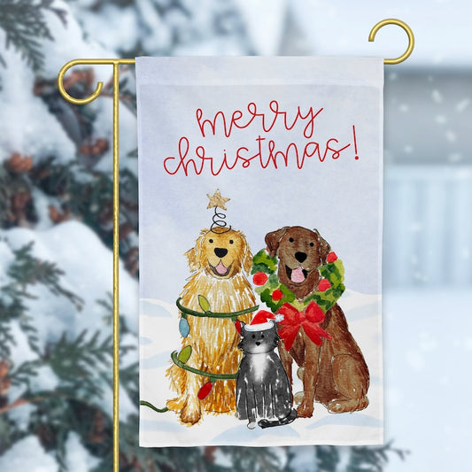 Festive Christmas Mix and Match Pet Garden Flag | Personalized Pet Yard Flag, Goldendoodle, Golden Retriever, Lab, GSP, Spaniel, Cat