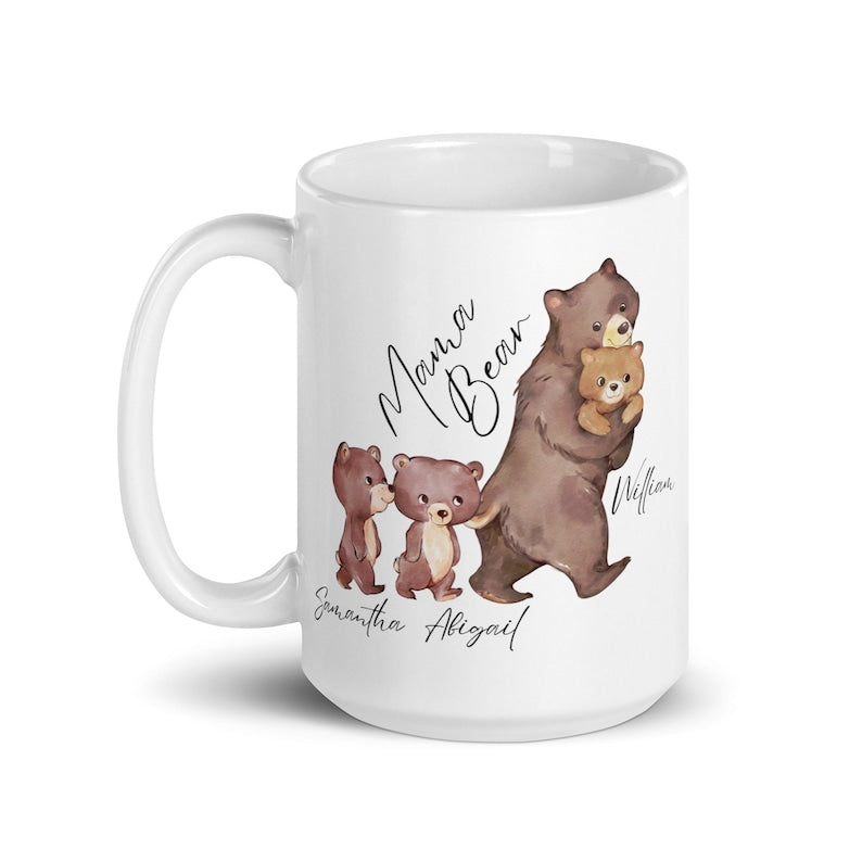 Mama Bear Mug, Custom Mother's Day Gift, Mom Mug, Momma Bear and Cubs, Unique Gift for Mom, Custom Mug, Mom Birthday Gift