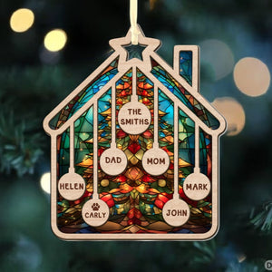 Custom Family Christmas Ornament, Family With Pet Ornament, Personalized Family House Ornament, Christmas Keepsake, Christmas Gifts
