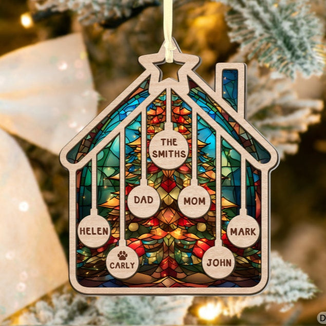 Custom Family Christmas Ornament, Family With Pet Ornament, Personalized Family House Ornament, Christmas Keepsake, Christmas Gifts