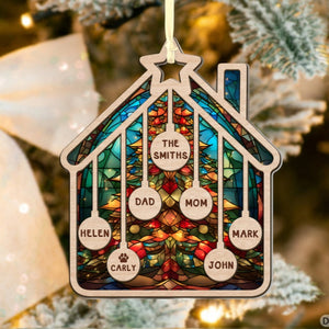 Custom Family Christmas Ornament, Family With Pet Ornament, Personalized Family House Ornament, Christmas Keepsake, Christmas Gifts