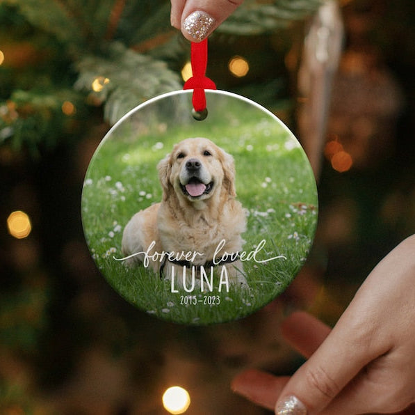 Dog Photo Memory Christmas Ornament, Personalized Memorial Dog Ornament, Custom Dog Ornament, Dog Loss Keepsake