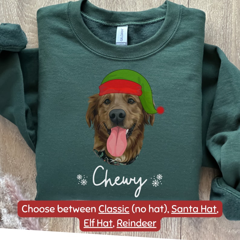 Personalized Pet Sweater Using Pet Photo And Name Custom Hand Drawn Dog Face Christmas Sweatshirt Custom Cat Pullover Dog Crewneck Hoodie