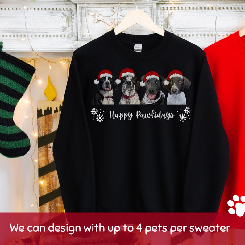Personalized Pet Sweater Using Pet Photo And Name Custom Hand Drawn Dog Face Christmas Sweatshirt Custom Cat Pullover Dog Crewneck Hoodie