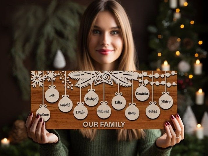 Personalized Christmas Family Name Sign, Custom Christmas Sign, Holiday Season Welcome Sign, Farmhouse Home Decoration, Christmas Decoration