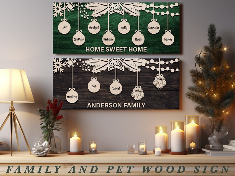 Personalized Christmas Family Name Sign, Custom Christmas Sign, Holiday Season Welcome Sign, Farmhouse Home Decoration, Christmas Decoration