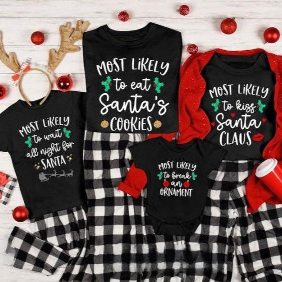 Matching Family Christmas Shirts Most Likely To Funny Group Christmas Holiday Tshirts Xmas Outfits Mom Dad Cousin Adult Family Custom Tees