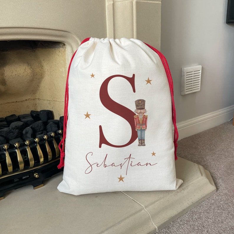 Personalised Santa Sack - Personalised Christmas Sack - Personalised Christmas Toy Sack - Name & Initial Christmas Reindeer - Christmas Gift