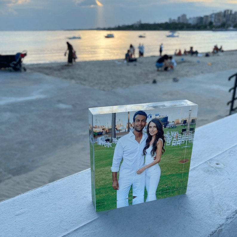 Personalized Photo Block, Acrylic Glass Photo Block, Custom Acrylic Block Photo, Crystal Wedding gift, Birthday, Father's Day Gift, Valentin