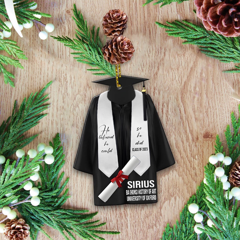 Personalized Graduation Ornament, Graduation Gown, Class Of 2024, Graduation Gifts, Graduation Christmas Customshape Ornament For Him
