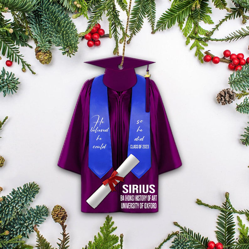 Personalized Graduation Ornament, Graduation Gown, Class Of 2024, Graduation Gifts, Graduation Christmas Customshape Ornament For Him