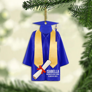 Graduation Ornaments, Personalized Graduation Gown Flat Ornament, Graduation Keepsake, Gifts for Graduate Him Her Friends