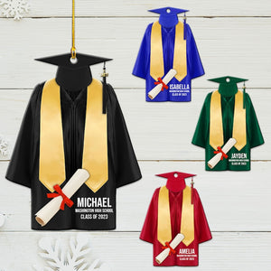 Graduation Ornaments, Personalized Graduation Gown Flat Ornament, Graduation Keepsake, Gifts for Graduate Him Her Friends