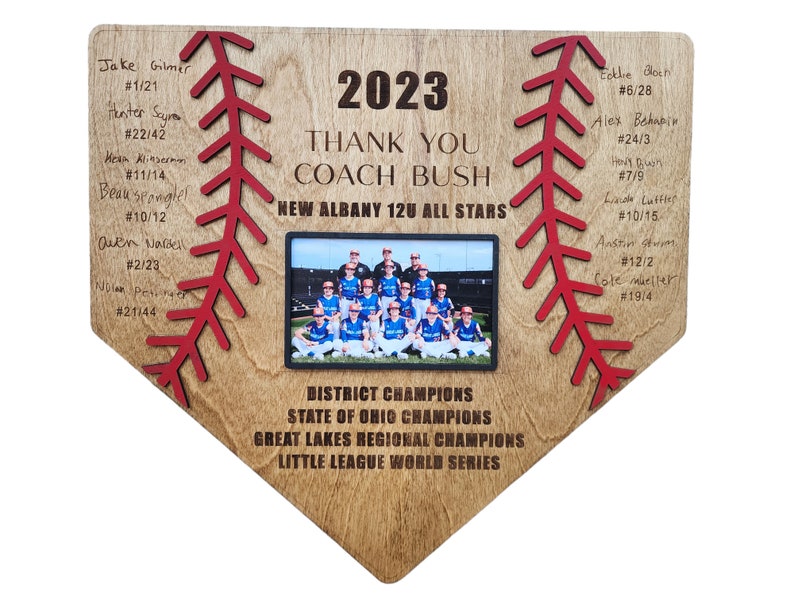 Customizable Baseball Plaque Frame, Thank You Coach 2023, Team picture frame, End of Season Coach Gift, Custom Senior gift or Coach Gift,