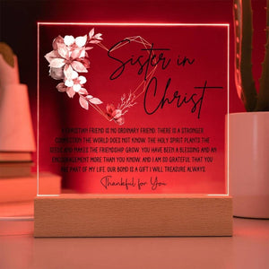 Sister in Christ Friendship Gift Plaque, Thankful for You Gift for Women Faith Gift for Friend Christian Thank you Religious Friend Gift