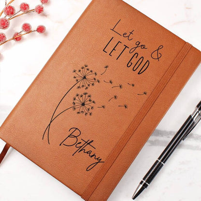 Personalized Leather Prayer Journal for Women, Let God Leather Prayer Journal Christian Gift Devotional Journal, Monogram Journal Faith Gift