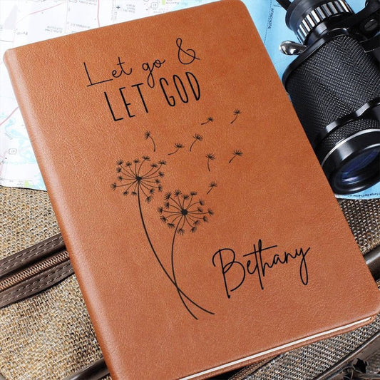Personalized Leather Prayer Journal for Women, Let God Leather Prayer Journal Christian Gift Devotional Journal, Monogram Journal Faith Gift