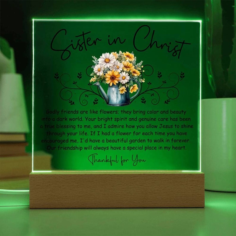 Sister in Christ Floral Friendship Plaque, Christian Mentor Gift Thank You Gift Women Faith Gifts Christian Friend Religious Gift Gardening