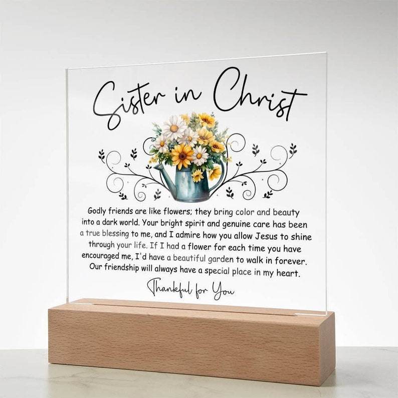 Sister in Christ Floral Friendship Plaque, Christian Mentor Gift Thank You Gift Women Faith Gifts Christian Friend Religious Gift Gardening