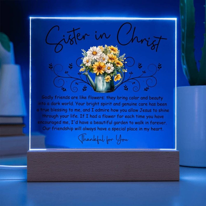Sister in Christ Floral Friendship Plaque, Christian Mentor Gift Thank You Gift Women Faith Gifts Christian Friend Religious Gift Gardening
