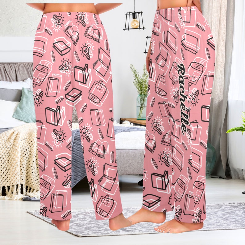 Personalized Book Lover Pajamas Christmas Gift, Reading Teacher PJ Pants, Librarian Gifts, Bibliophile Pajamas, Book Nerd Pajama Gift