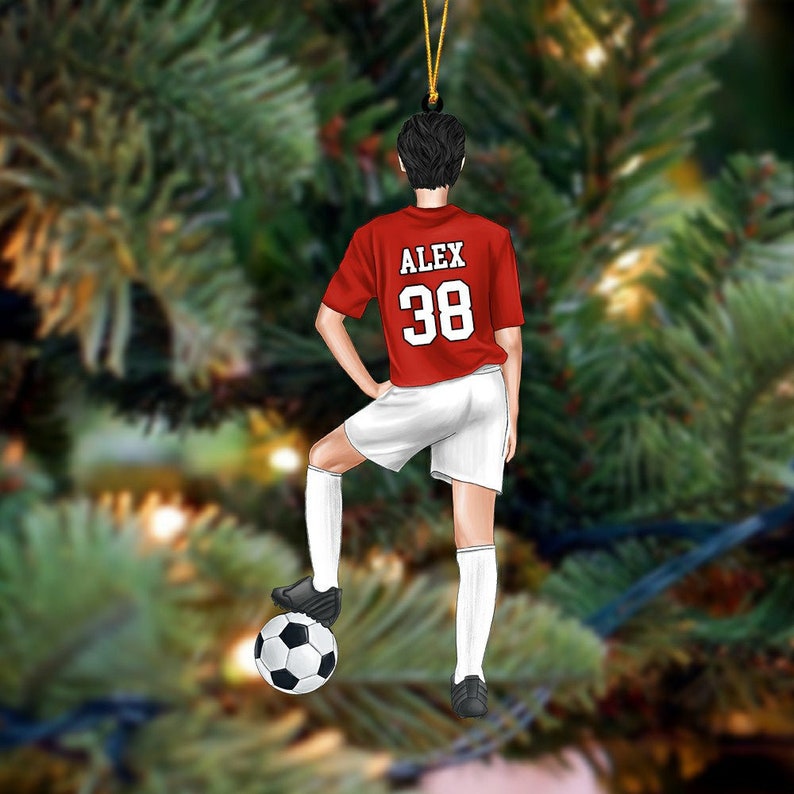 Personalized Soccer Player Ornament, Soccer Girl Boy Ornament, Custom Name Number Soccer Ornament, Soccer Keepsake, Soccer Christmas Gift