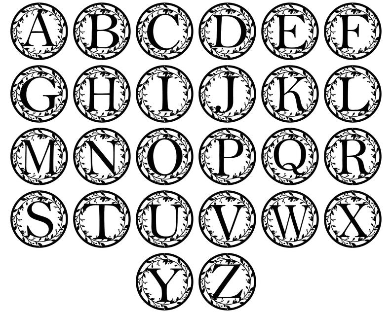 Metal Circle Letter Monogram with Vines | Wall Monogram Sign | Couples Gift | Letter Decor, Letter Vine Monogram | Wedding Gift, Metal Sign