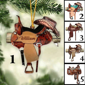 Personalized Horse Saddle Ornament For Horse Lovers, Custom Cowboy Cowgirl Saddle Acrylic Ornament, Christmas Gift For Horse Racer
