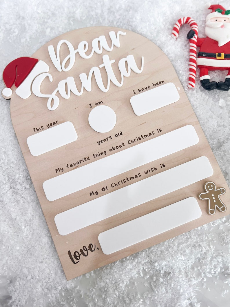 Dear Santa Board, Letter to Santa Board, Kids Christmas Lis Signt, Dry Erase Christmas Sign, Dear Santa Wish List, Kids Christmas Letter