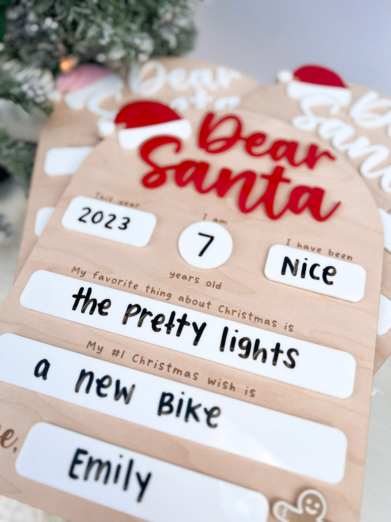 Dear Santa Board, Letter to Santa Board, Kids Christmas Lis Signt, Dry Erase Christmas Sign, Dear Santa Wish List, Kids Christmas Letter