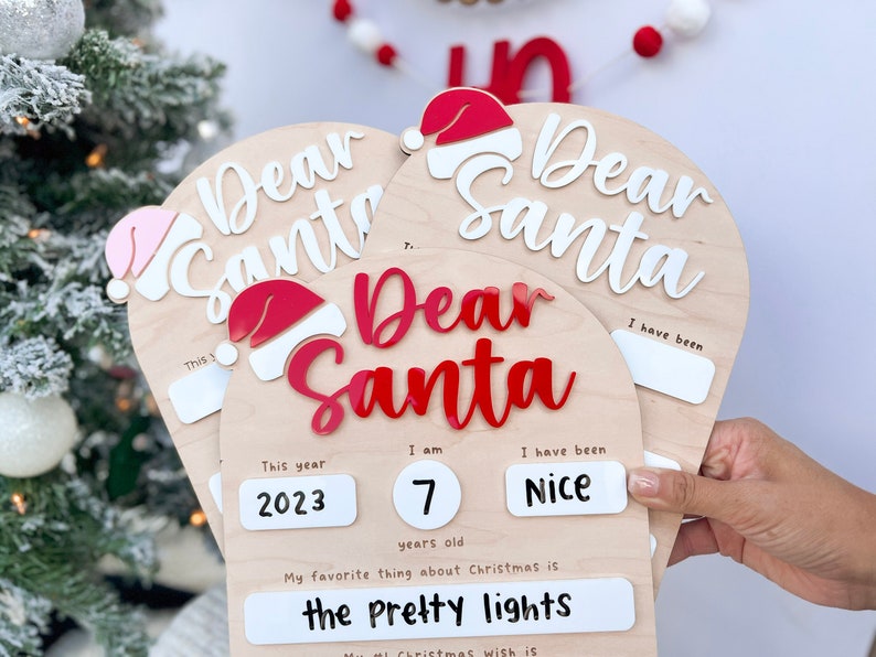 Dear Santa Board, Letter to Santa Board, Kids Christmas Lis Signt, Dry Erase Christmas Sign, Dear Santa Wish List, Kids Christmas Letter