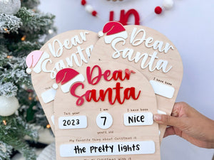 Dear Santa Board, Letter to Santa Board, Kids Christmas Lis Signt, Dry Erase Christmas Sign, Dear Santa Wish List, Kids Christmas Letter