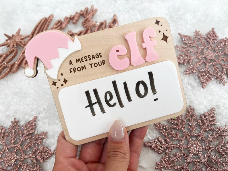Message from your Elf Sign, Elf accessory, Dry Erase Board Reusable Elf Prop, Christmas Decor, Mini Elf Dry Erase Board, Elf Kit Idea