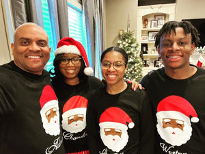 Black Santa Claus Family Pajamas, Christmas Pajamas, Matching Family Pajamas, African American Santa Claus, Brown Santa face pjs