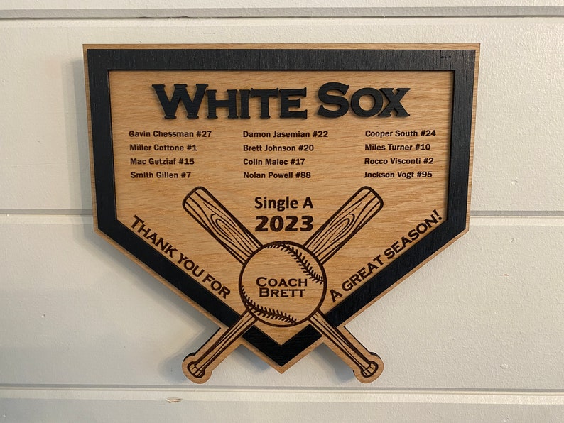 Custom Baseball Softball Coach Gift Plaque with Coach and Players Names, Thank you for a great season, Team Mom End of Season Gift