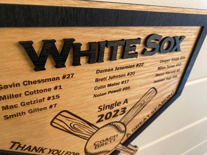 Custom Baseball Softball Coach Gift Plaque with Coach and Players Names, Thank you for a great season, Team Mom End of Season Gift