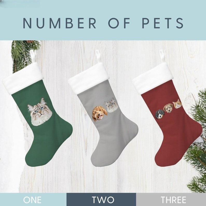 Custom Pet Stocking Using Pet's Photo + Name - Personalized Dog Stockings Dog Christmas Stocking Cat Christmas Stocking Puppy Stockings