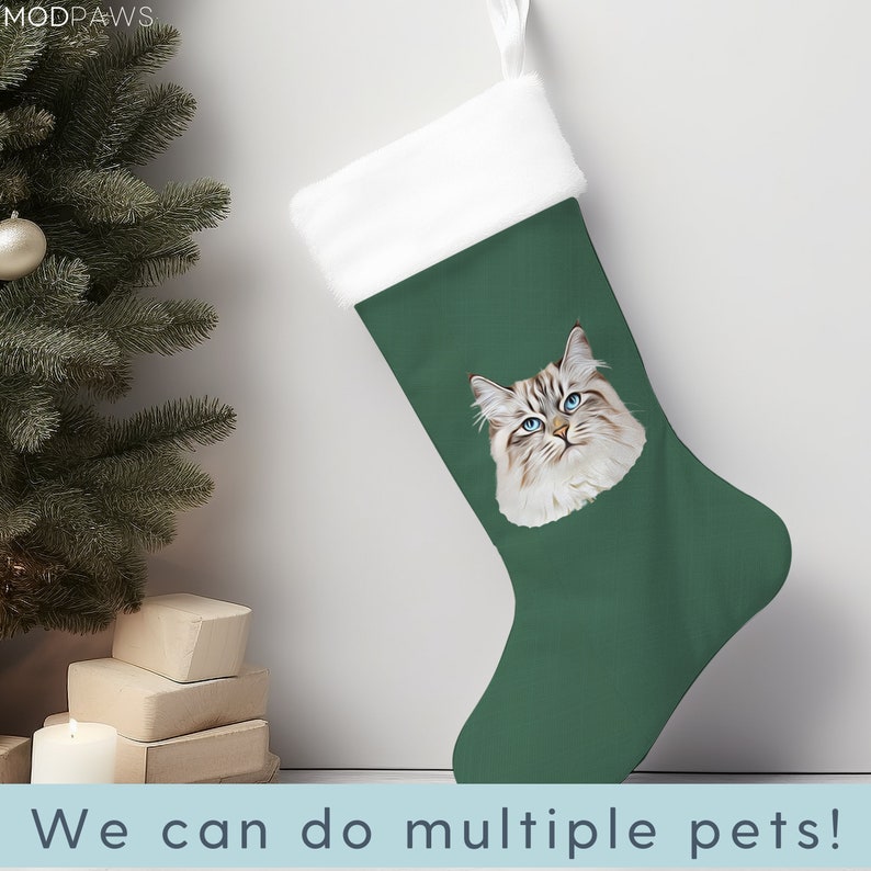 Custom Pet Stocking Using Pet's Photo + Name - Personalized Dog Stockings Dog Christmas Stocking Cat Christmas Stocking Puppy Stockings