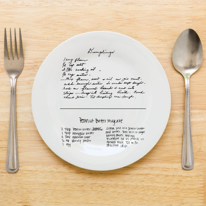 Personalized Handwritten Recipe Plate: Photo Picture Plate, Kitchen Gift