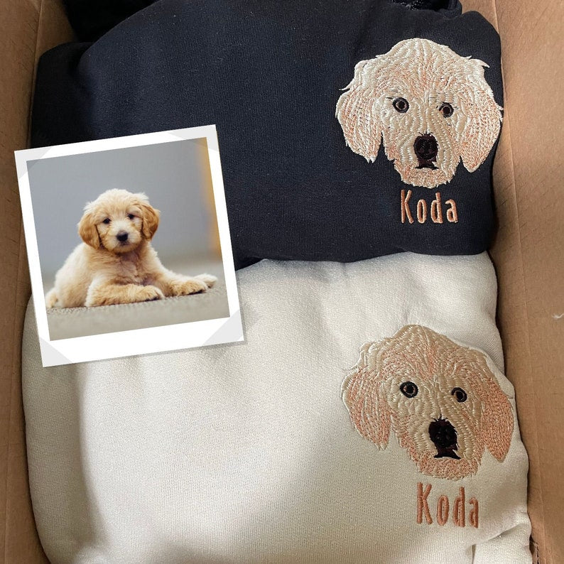 Personalized embroidered custom pet with photo shirt - Handmade shirt