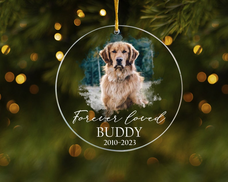 Custom Dog Photo Ornament, Dog Memorial Ornament, Personalized Dog Ornament, Forever Loved Dog Ornament, Pet Loss Keepsake,Dog Memorial Gift