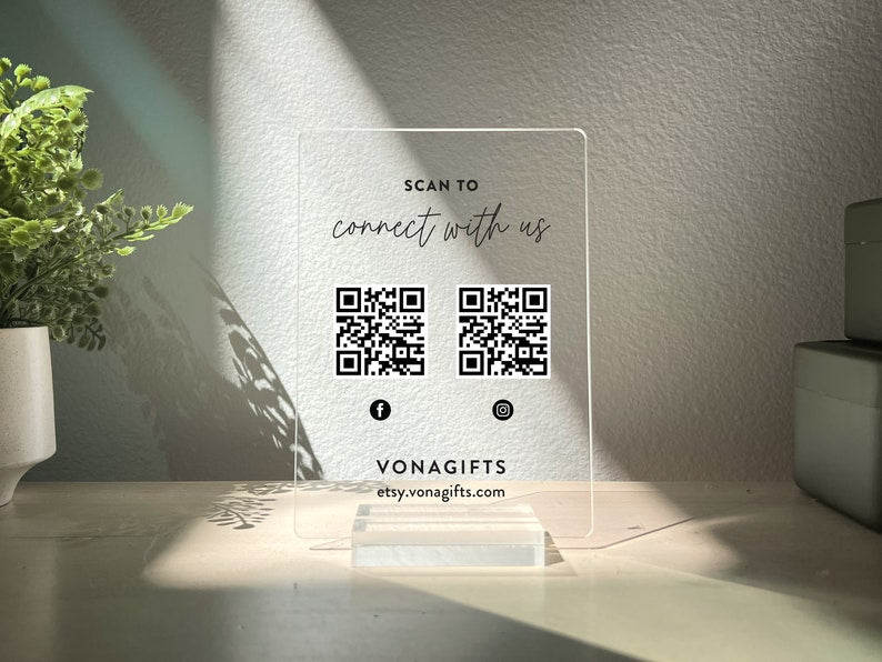 Custom QR Code Sign Personalized QR Sign Small Business Sign Shop Decor Business Social Media Sign Gratuity Sign
