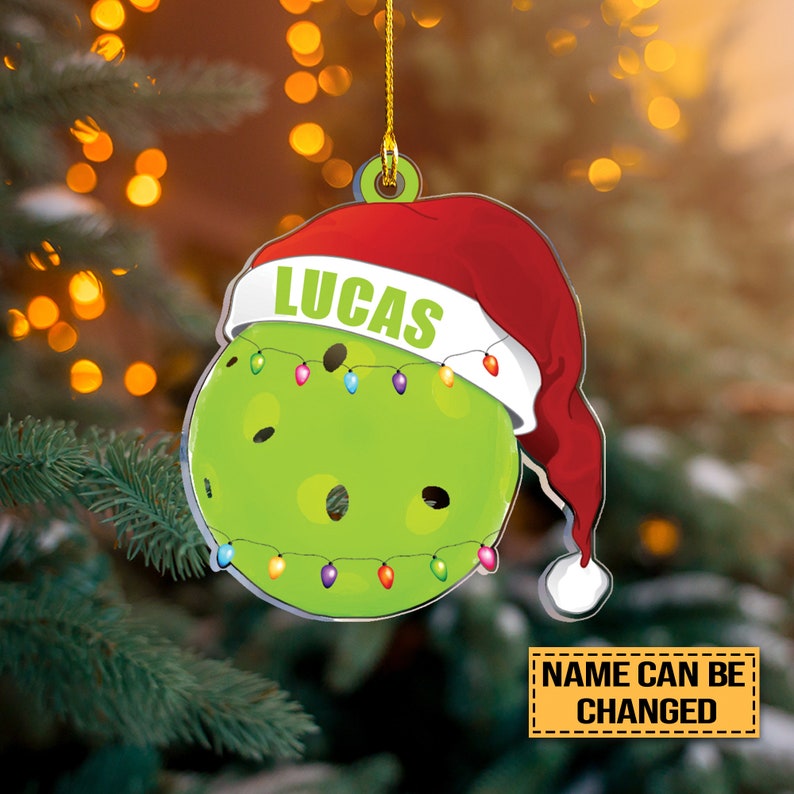 Personalized Pickleball Christmas Ornament, Acrylic 2D Ornament, Custom Pickleball Acrylic Ornament, Christmas Gift For Pickleball Lover