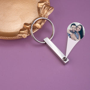 Photo Projection Keychain, Custom Photo Keychain, Memorial Picture Keychain Projection Keyring,Photo Jewelry Engraved Keychain For Women Men