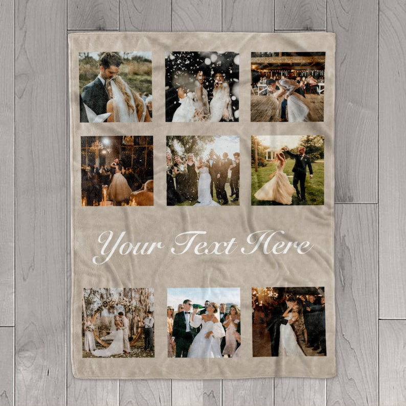Picture Blanket With Text, Personalized Photo Blanket Collage, Family Blanket, Memorial Blanket, Anniversary Gift Mother's Day Friend Gift