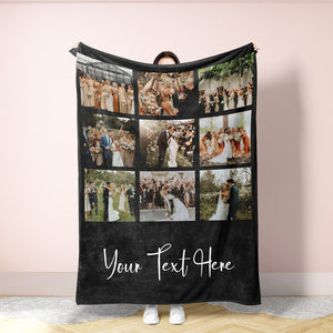 Picture Blanket With Text, Personalized Photo Blanket Collage, Family Blanket, Memorial Blanket, Anniversary Gift Mother's Day Friend Gift