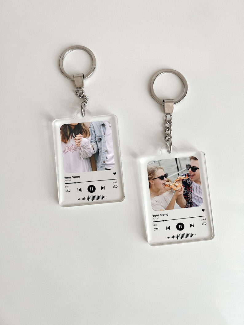 Custom Spotify keychain | Personalized Photo Keychain | Custom Song Plaque Keychain | Keychain For Lovers Friends Couple Wedding Anniversary