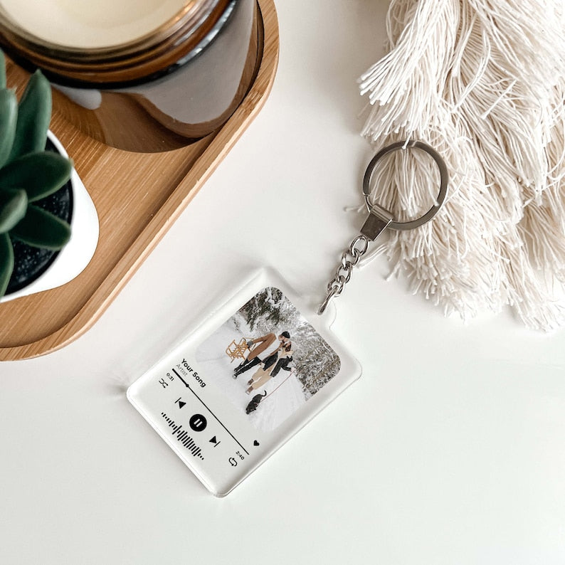 Custom Spotify keychain | Personalized Photo Keychain | Custom Song Plaque Keychain | Keychain For Lovers Friends Couple Wedding Anniversary