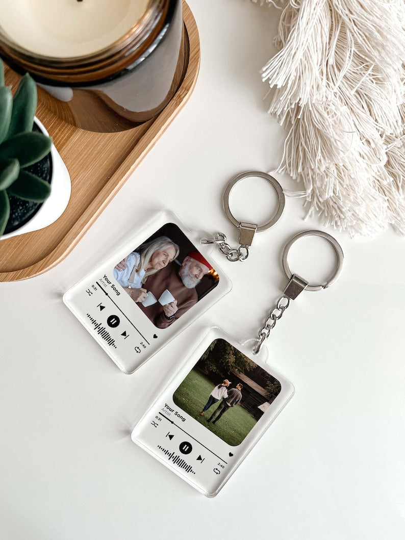 Custom Spotify keychain | Personalized Photo Keychain | Custom Song Plaque Keychain | Keychain For Lovers Friends Couple Wedding Anniversary